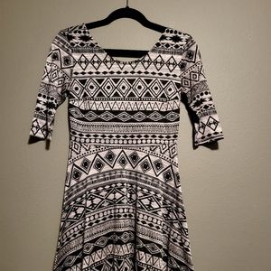 Pink/grey and black skater dress